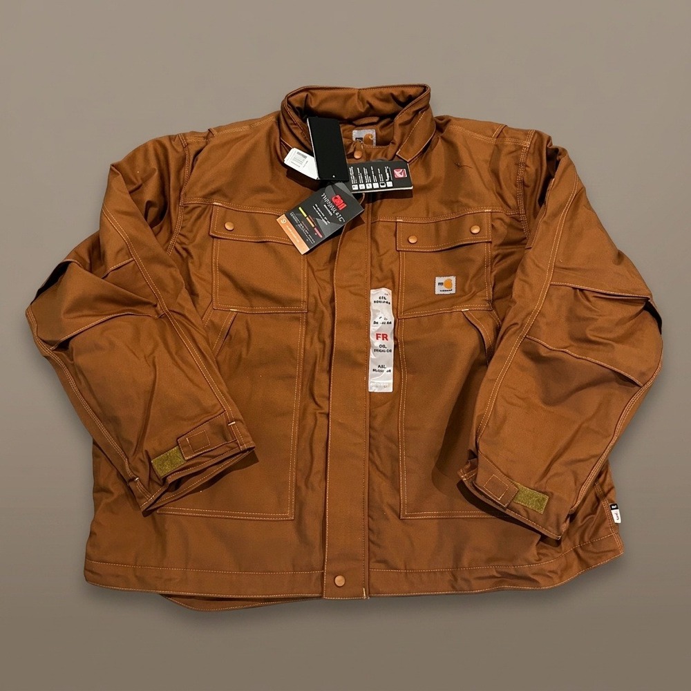 NWT Carhartt FR 102182 Flame Resistant Full Swing Quick Duck Coat Brown 4XL